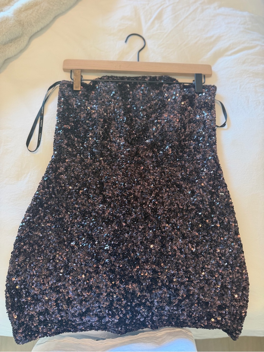 Retrofete Heather Sequin Strapless Mini Dress - Chocolate Brown - Picture 2 of 3